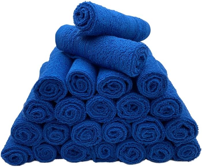 INFINI HOMES Daffodil Royal Blue Premium Face Towel Set - 30x30cm (24 Pack) | UAE Hotel Spa Quality