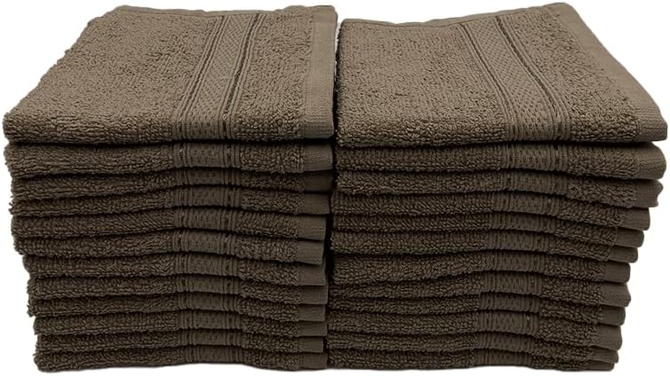 INFINI HOMES Daffodil Dark Beige Premium Face Towel Set - 30x30cm (24 Pack) | 600 GSM Cotton Bath Linen UAE