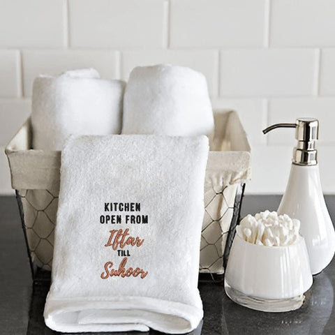 INFINI HOMES Ramadan Kitchen Towel - Premium Embroidered Hand Towel UAE