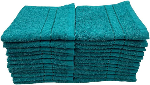 INFINI HOMES Daffodil Turquoise Blue Premium Face Towel Set - 30x30cm (24 Pack) | UAE Hotel Spa Quality