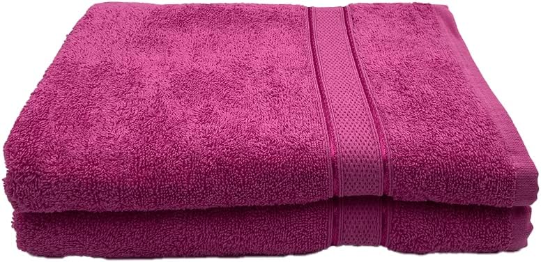 INFINI HOMES Daffodil Fuchsia Pink Premium Bath Towel Set - 70x140cm (Set of 2) | UAE Delivery