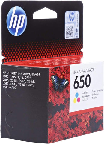 HP 650 Ink Cartridge Tri-Color | Original HP Ink for DeskJet Printers UAE
