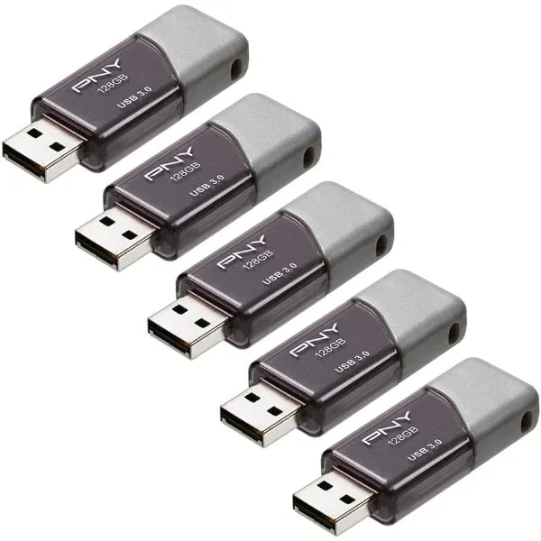 PNY Elite Turbo Attaché 3 USB 3.0 Flash Drive 128GB (Pack of 5) - UAE Stock | Dubai, Abu Dhabi, Sharjah Delivery