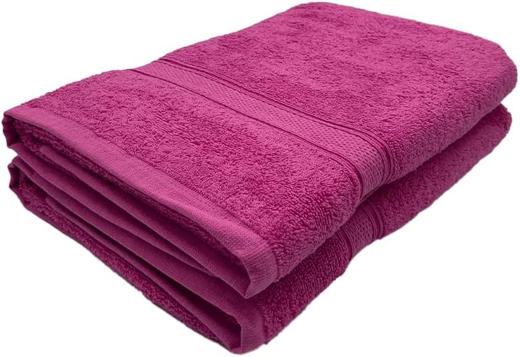 INFINI HOMES Daffodil Fuchsia Pink Premium Bath Towel Set - 70x140cm (Set of 2) | UAE Delivery