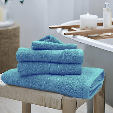 INFINI HOMES Daffodil Light Blue Premium Bath Towel Set - 70x140cm (Set of 2) | 100% Cotton Hotel Quality | UAE Delivery