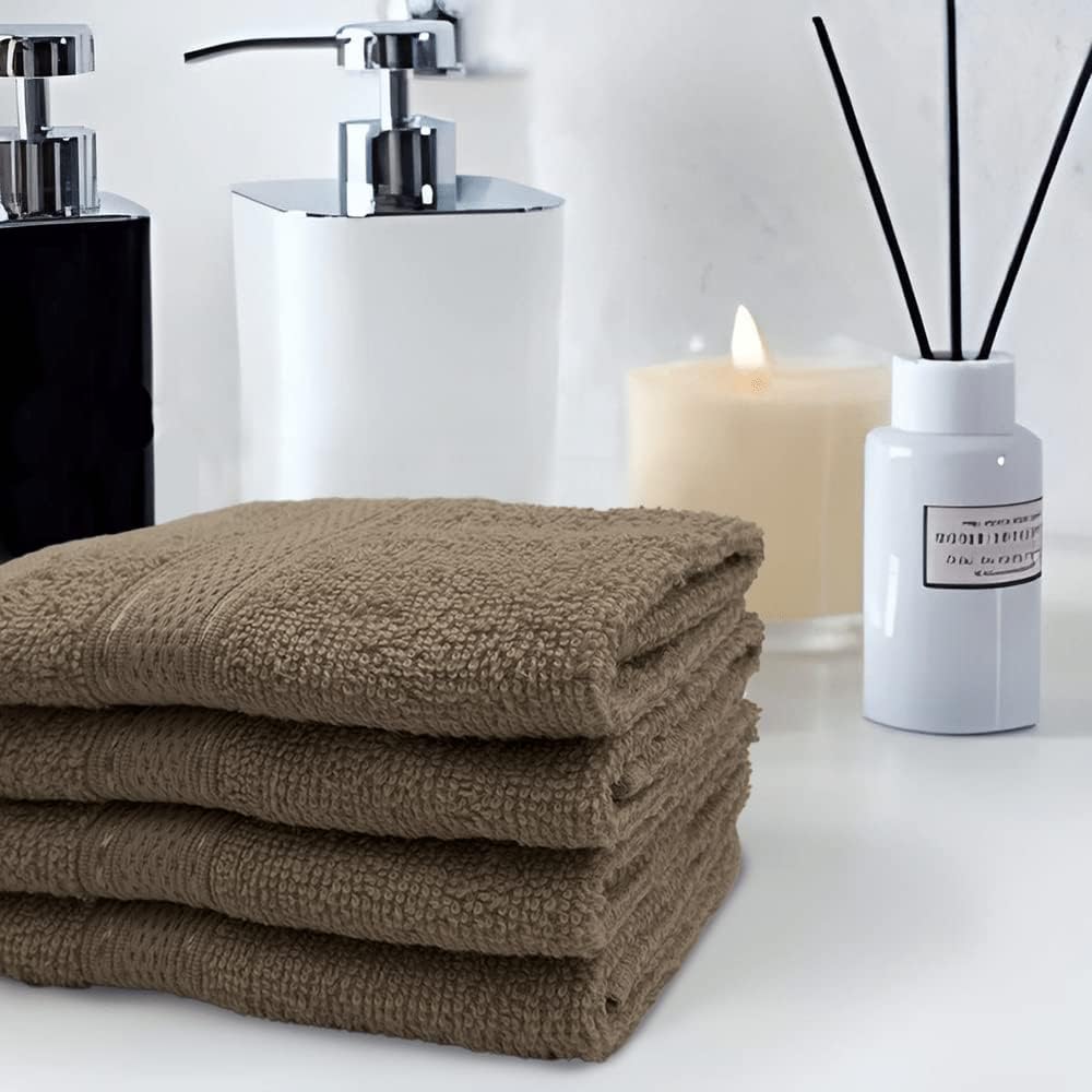 INFINI HOMES Daffodil Dark Beige Premium Face Towel Set - 30x30cm (24 Pack) | 600 GSM Cotton Bath Linen UAE
