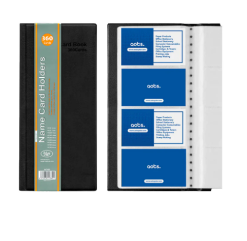 حامل بطاقات أعمال فاخر أسود 360 بطاقة - Deluxe Black Business Card Holder 360 Cards | UAE Office Supplies | منظم بطاقات مكتبية الإمارات