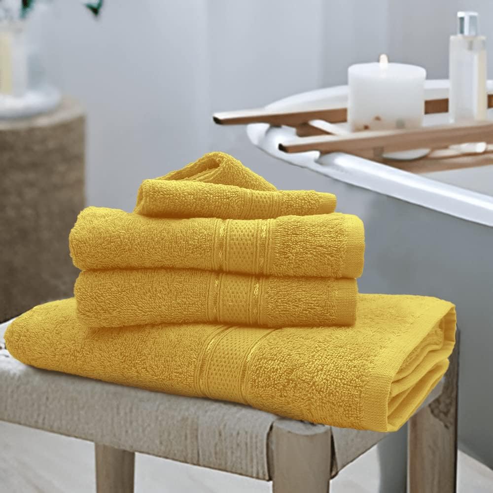INFINI HOMES Premium Daffodil Yellow Bath Towel Set - 70x140cm (Set of 2) | 600 GSM Cotton Hotel Quality