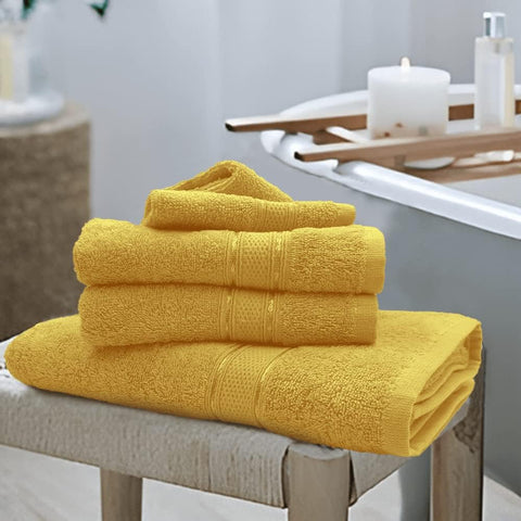 INFINI HOMES Premium Daffodil Yellow Bath Towel Set - 70x140cm (Set of 2) | 600 GSM Cotton Hotel Quality