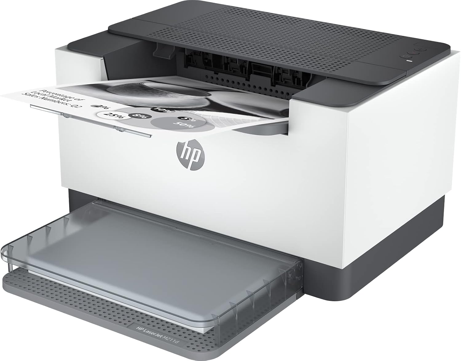 HP LaserJet M211D black and white laser printer printing document, fast mono laser output for office use in Dubai UAE