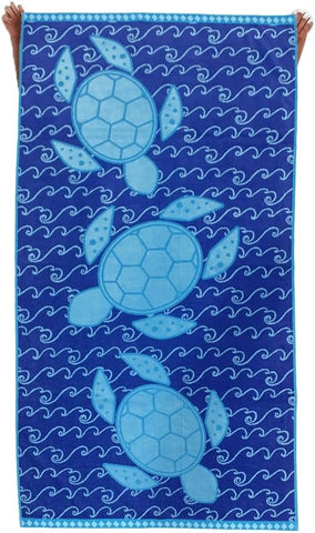 INFINI HOMES Premium Jacquard Beach Towel 86x162cm - Turtle Design Cotton Towel UAE