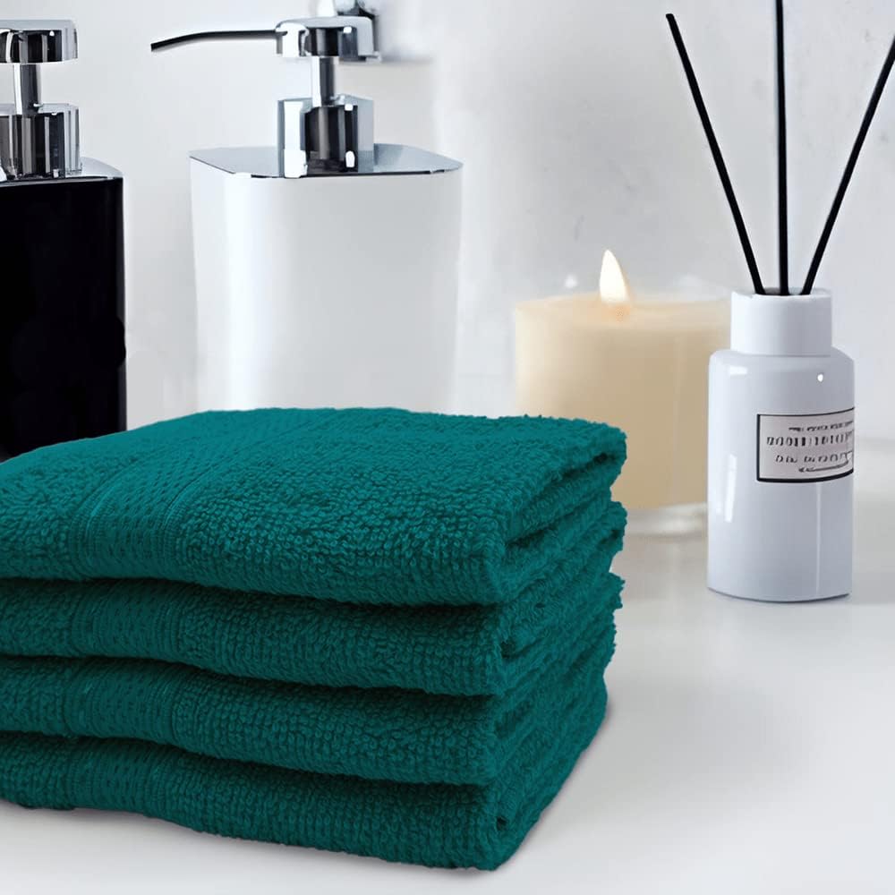 INFINI HOMES Daffodil Turquoise Blue Premium Face Towel Set - 30x30cm (24 Pack) | UAE Hotel Spa Quality