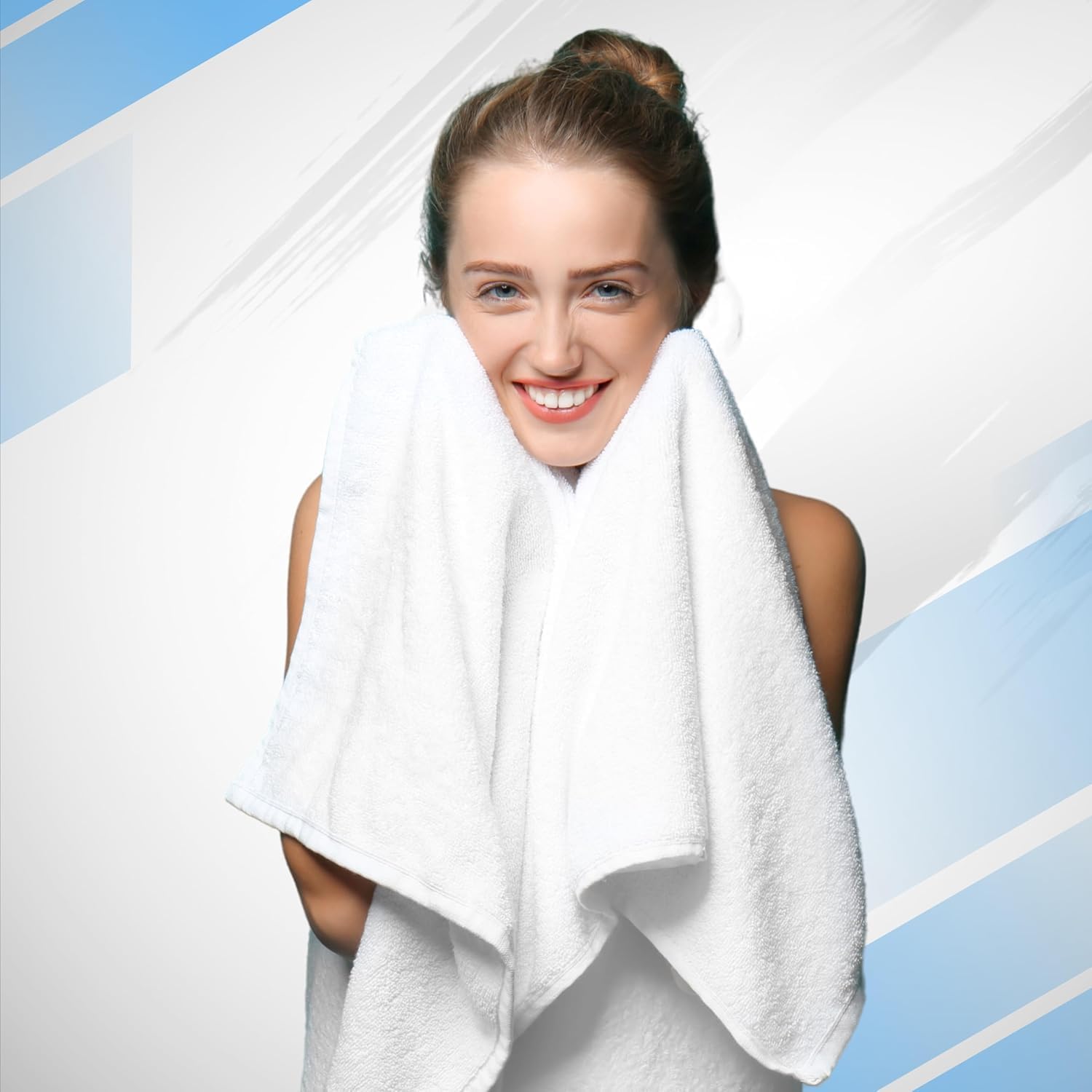 Infini Homes Premium Cotton Bath Towel Set – 8-Piece Luxury 100% Absorbent Towels for Bathroom, Spa & Hotel Use – Includes 2 Bath Towels, 2 Hand Towels & 4 Washcloths – Brilliant White – UAE Home Essentials
