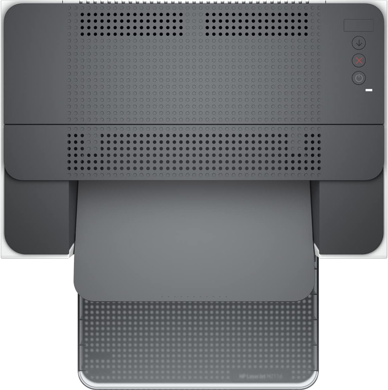 HP LaserJet M211D printer top view showing control buttons, power button and paper output tray, buy in UAE