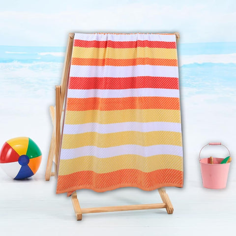 INFINI HOMES Premium Petunia Jacquard Beach Towel - Orange Cotton 86x162cm UAE