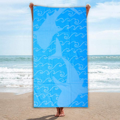 INFINI HOMES Premium Petunia Jacquard Beach Towel - Sharks Design | UAE Delivery