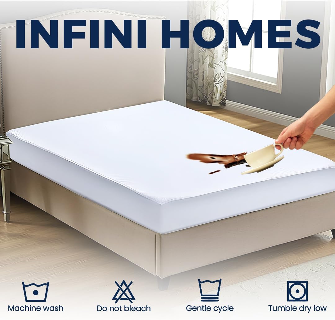 INFINI HOMES 200x200 Waterproof Mattress Protector Cover – Breathable | UAE