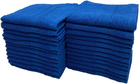 INFINI HOMES Daffodil Royal Blue Premium Face Towel Set - 30x30cm (24 Pack) | UAE Hotel Spa Quality