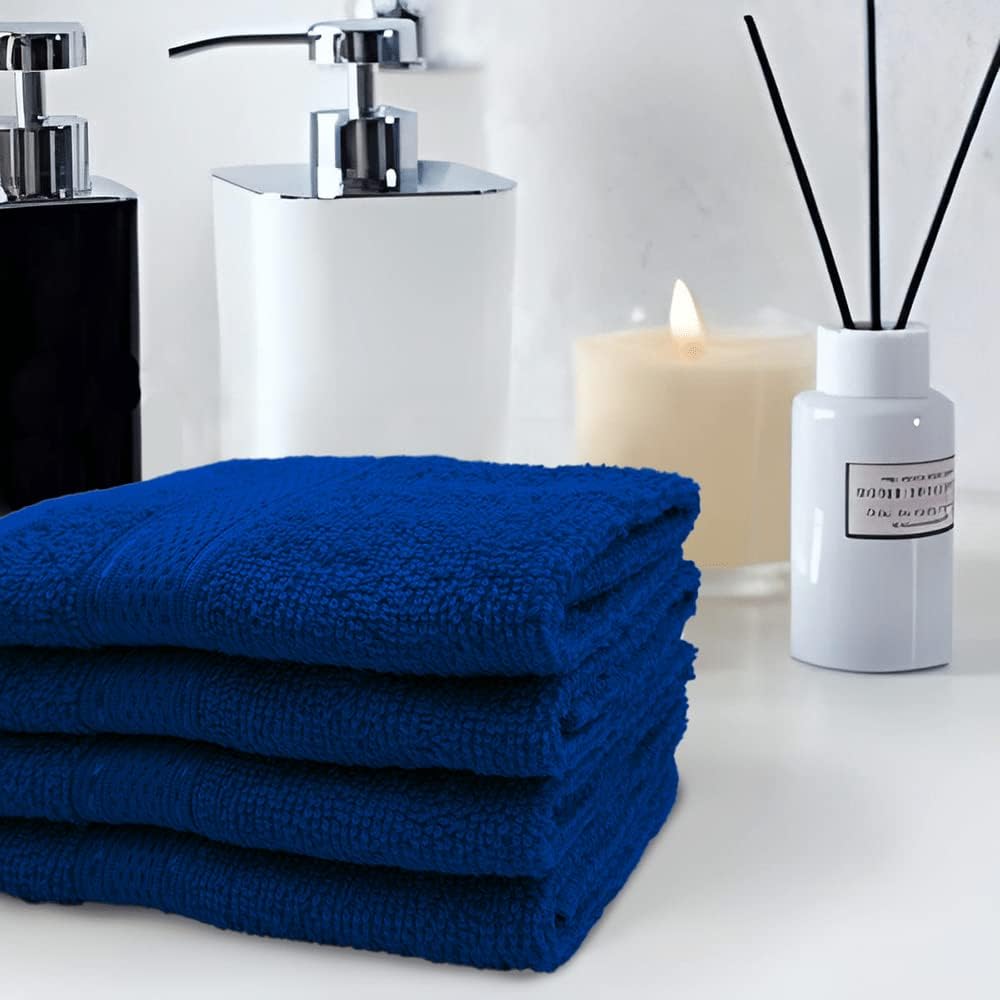 INFINI HOMES Daffodil Royal Blue Premium Face Towel Set - 30x30cm (24 Pack) | UAE Hotel Spa Quality