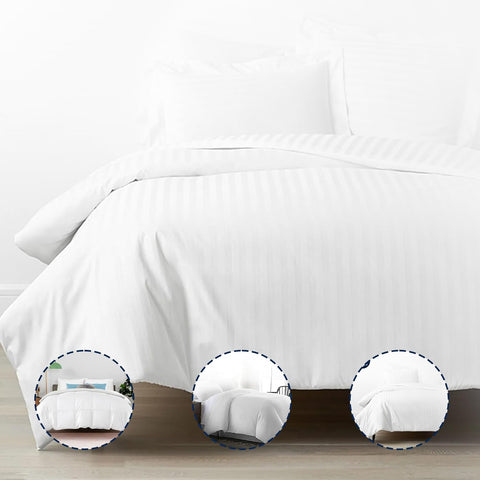 INFINI HOMES Microfiber Duvet - Striped Queen 200x200 Cotton - Soft Lightweight Luxurious