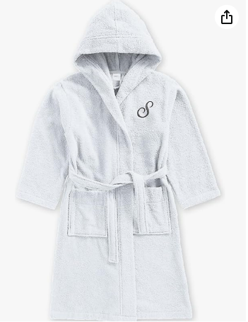 INFINI HOMES Daffodil Monogrammed Kids Bathrobe - Premium Terry Cotton Hooded Robe UAE | Letter S
