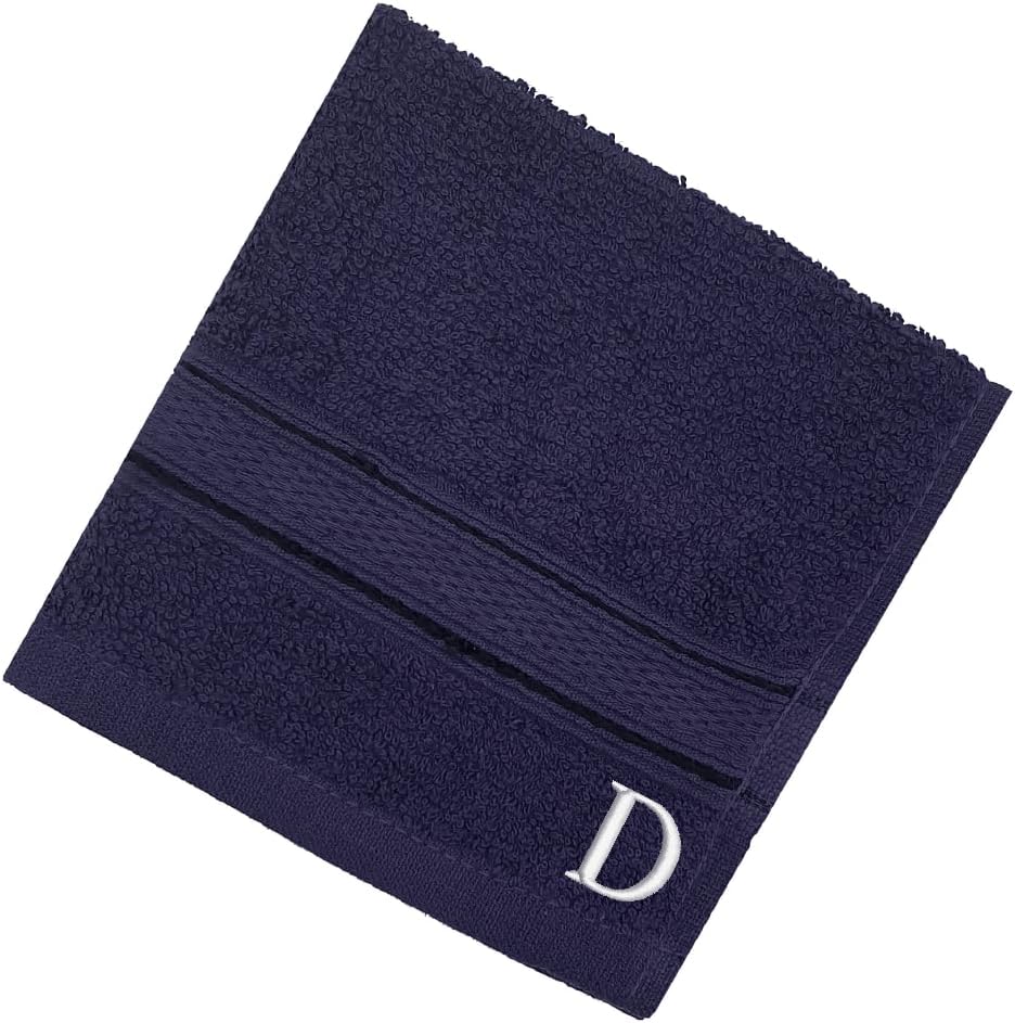 INFINI HOMES Premium Daffodil Brown Monogrammed Face Towel Set - Letter D (30x30cm, 6-Pack)