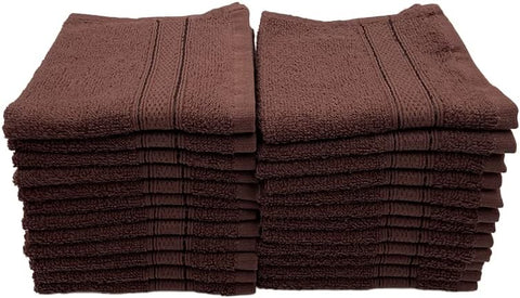 INFINI HOMES Daffodil Brown Premium Face Towel Set - 30x30cm (24 Pack) | UAE Hotel Spa Quality