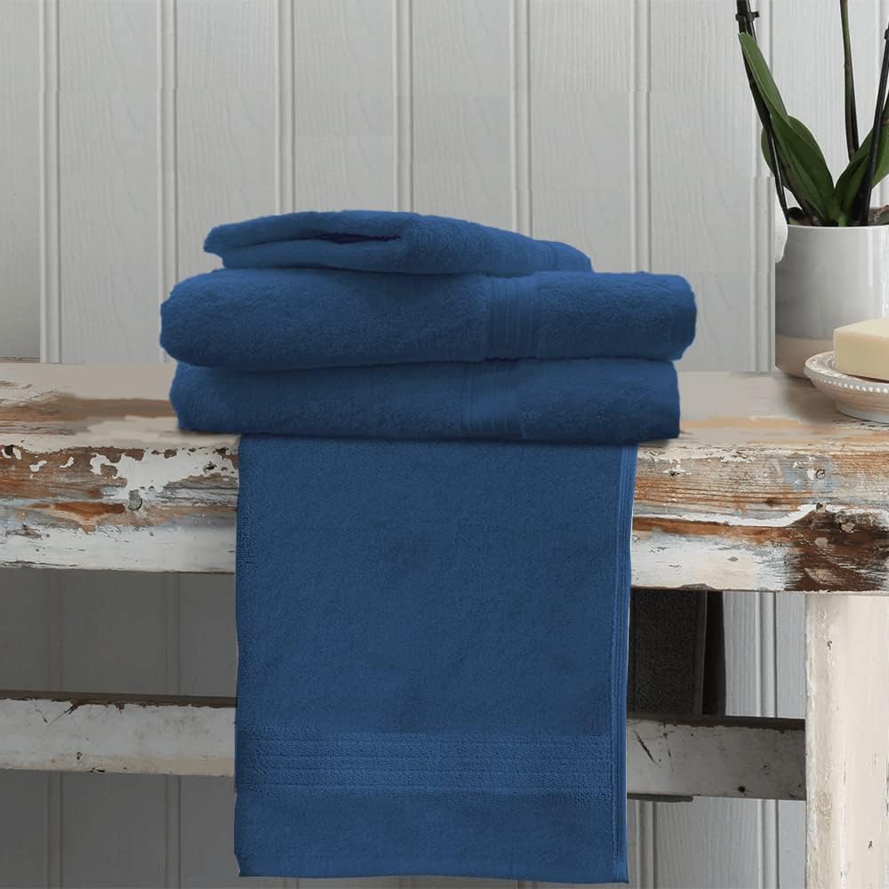 INFINI HOMES Navy Blue Luxury Cotton Towel Set - Premium Hotel Quality Bath Linen UAE