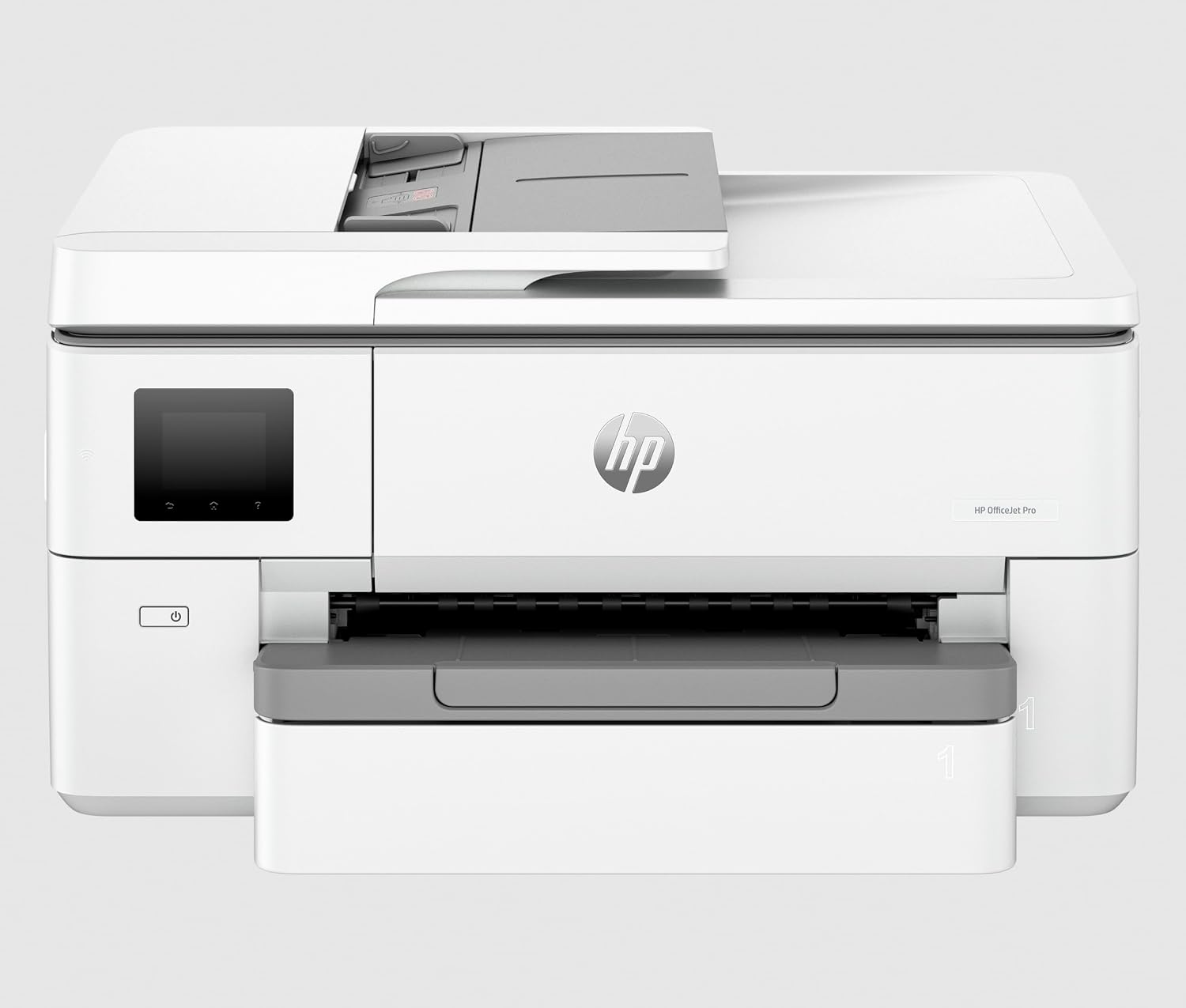 HP OfficeJet Pro 9720 Wide Format All-in-One Printer front view with touchscreen display and ADF, available in UAE