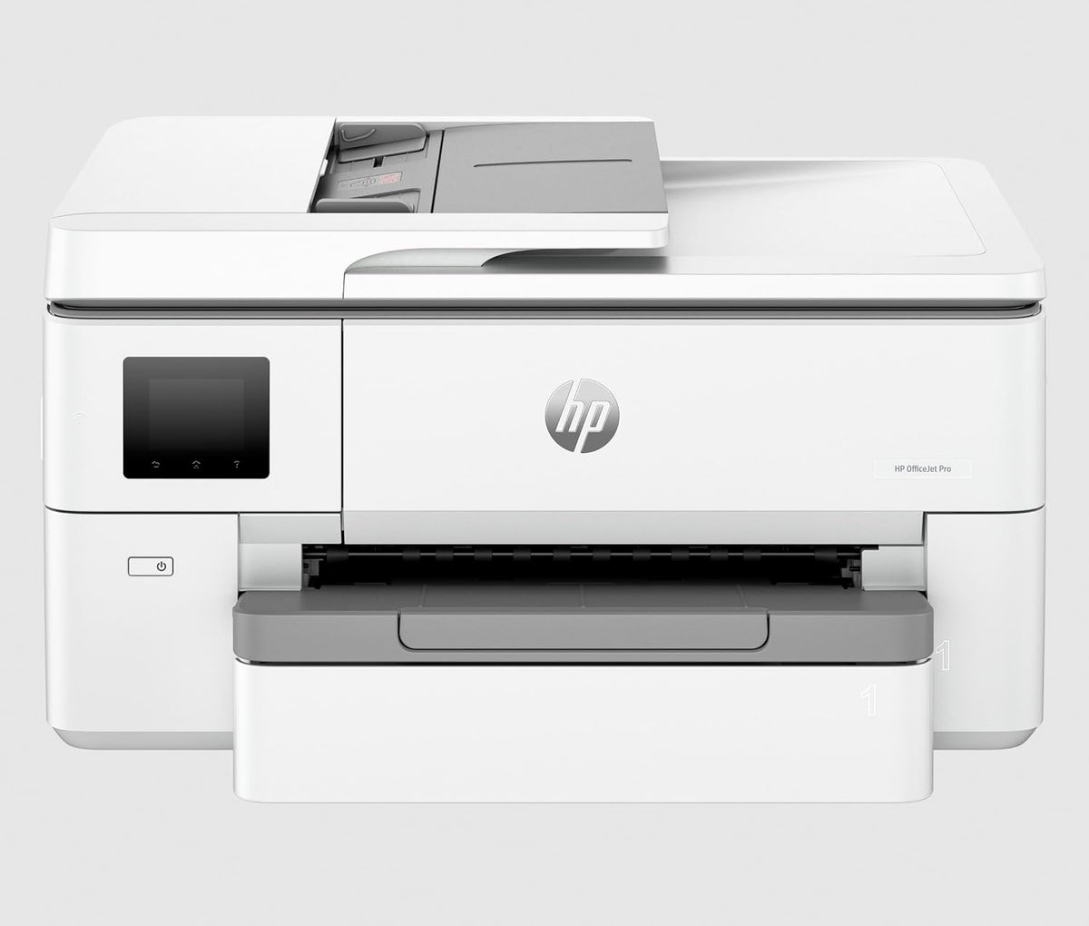 HP OfficeJet Pro 9720 Wide Format All-in-One Printer front view with touchscreen display and ADF, available in UAE