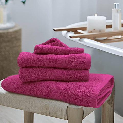 INFINI HOMES Daffodil Fuchsia Pink Premium Bath Towel Set - 70x140cm (Set of 2) | UAE Delivery