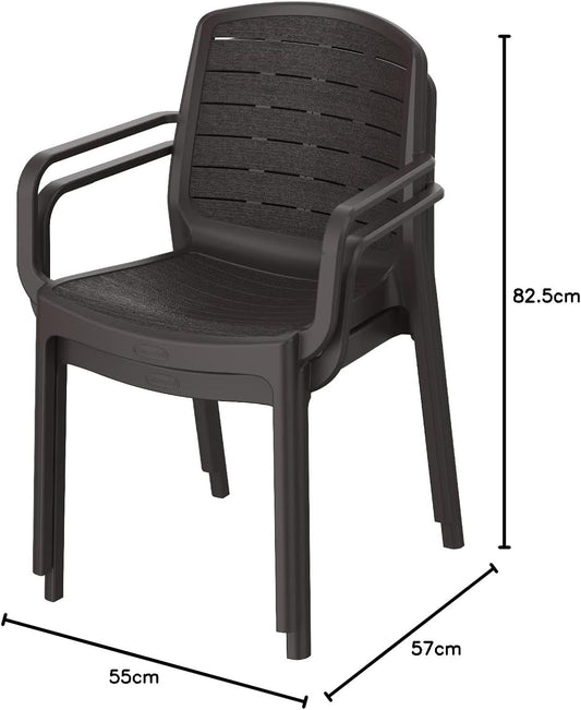 كرسي حديقة خشبي مقاوم للطقس بني داكن - أثاث خارجي دبي أبوظبي الشارقة | Weather-Resistant Dark Brown Woodgrain Garden Chair Outdoor Furniture Dubai Abu Dhabi Sharjah