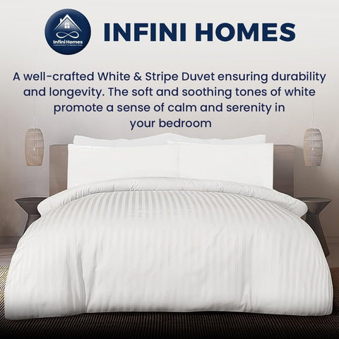 INFINI HOMES Microfiber Duvet - Striped Queen 200x200 Cotton - Soft Lightweight Luxurious