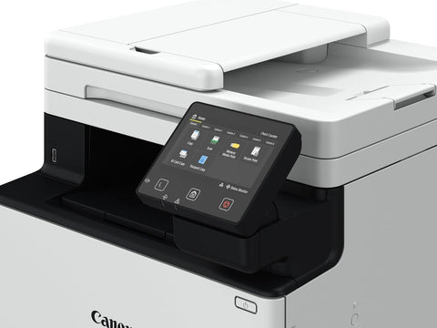 Canon i-SENSYS MF752Cdw touchscreen control panel close-up – colour laser multifunction printer UAE