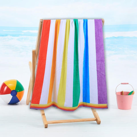 INFINI HOMES Premium Petunia Jacquard Beach Towel - 86x162cm Rainbow Cotton UAE