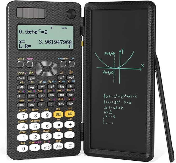 Scientific Calculator with LCD Writing Tablet - Solar & Battery Dual Power - UAE Office & School Essential