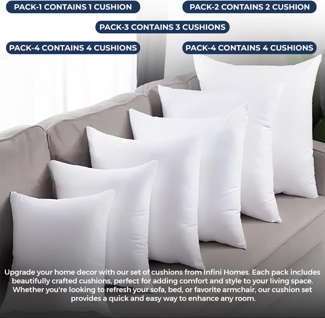 INFINI HOMES White Cushions UAE 30x50cm - Premium Virgin Fibre Soft Living Room Pillows