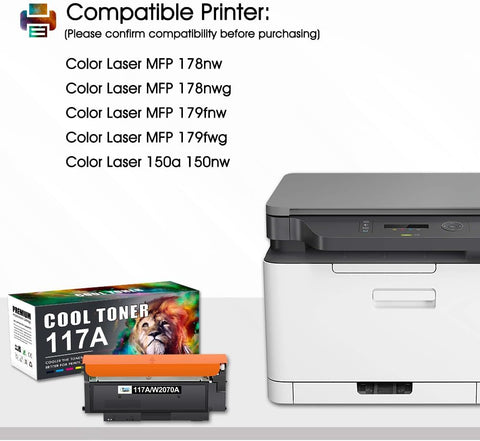 HP 117A Compatible Toner Cartridge Set - 4 Pack for HP Color Laser 150 178 179 Printers UAE