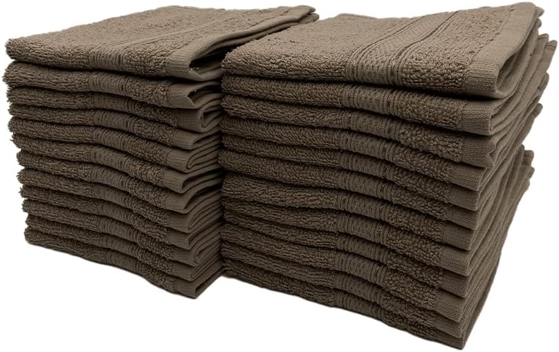 INFINI HOMES Daffodil Dark Beige Premium Face Towel Set - 30x30cm (24 Pack) | 600 GSM Cotton Bath Linen UAE