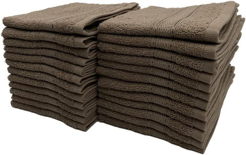 INFINI HOMES Daffodil Dark Beige Premium Face Towel Set - 30x30cm (24 Pack) | 600 GSM Cotton Bath Linen UAE