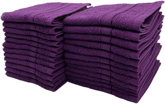 INFINI HOMES Daffodil Purple Premium Face Towel Set - 30x30cm (24 Pack) | UAE Delivery