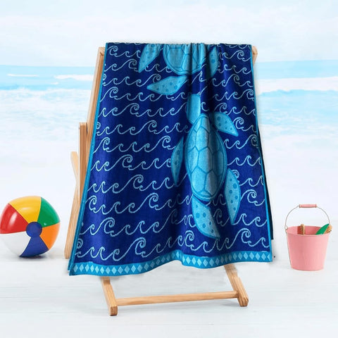 INFINI HOMES Premium Jacquard Beach Towel 86x162cm - Turtle Design Cotton Towel UAE