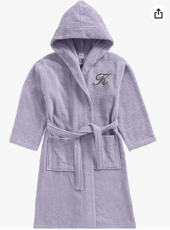 INFINI HOMES Daffodil Monogrammed Kids Bathrobe - Premium Terry Cotton Hooded Robe for 6 Year Olds (108x104cm) - Letter K