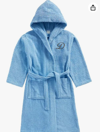INFINI HOMES Daffodil Monogrammed Kids Bathrobe - Premium Terry Cotton Hooded Robe for Children UAE