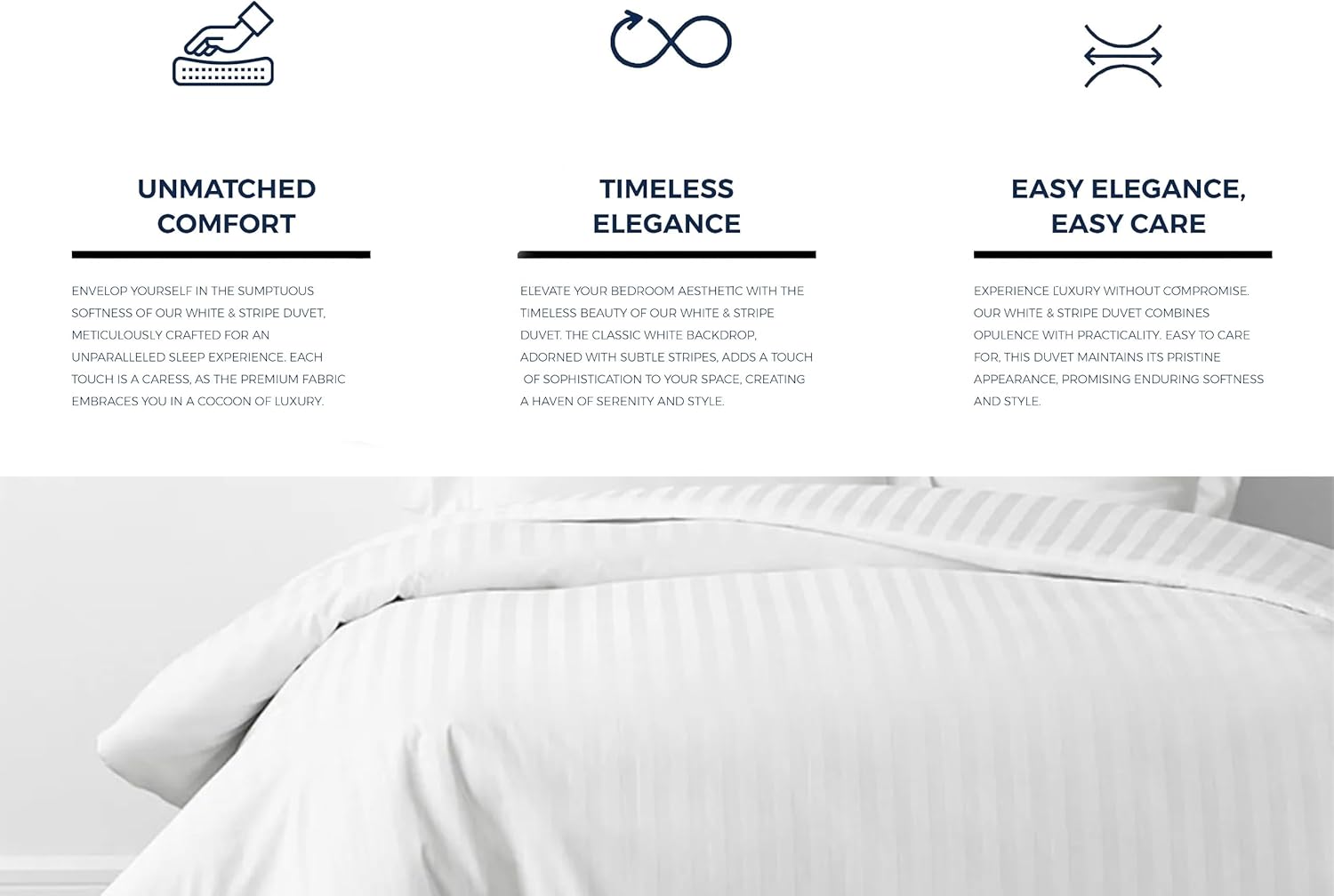 INFINI HOMES Microfiber Duvet - Striped Queen 200x200 Cotton - Soft Lightweight Luxurious