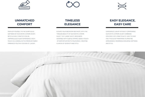 INFINI HOMES Microfiber Duvet - Striped Queen 200x200 Cotton - Soft Lightweight Luxurious