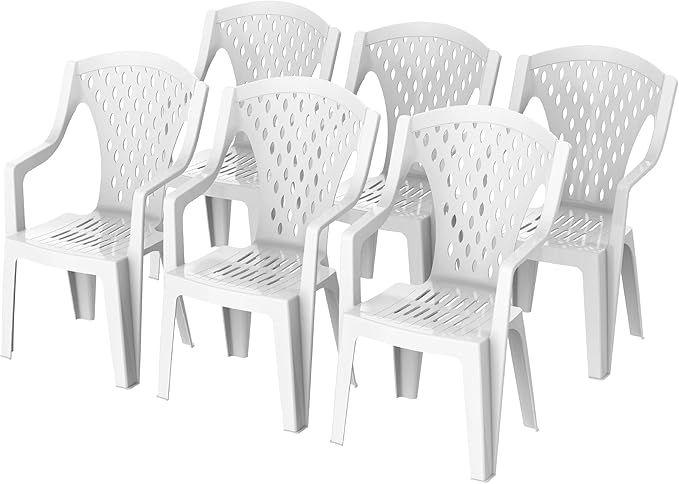 Premium Queen Chairs Set of 6 - Beige Plastic Dining Chairs UAE | Dubai Abu Dhabi Sharjah