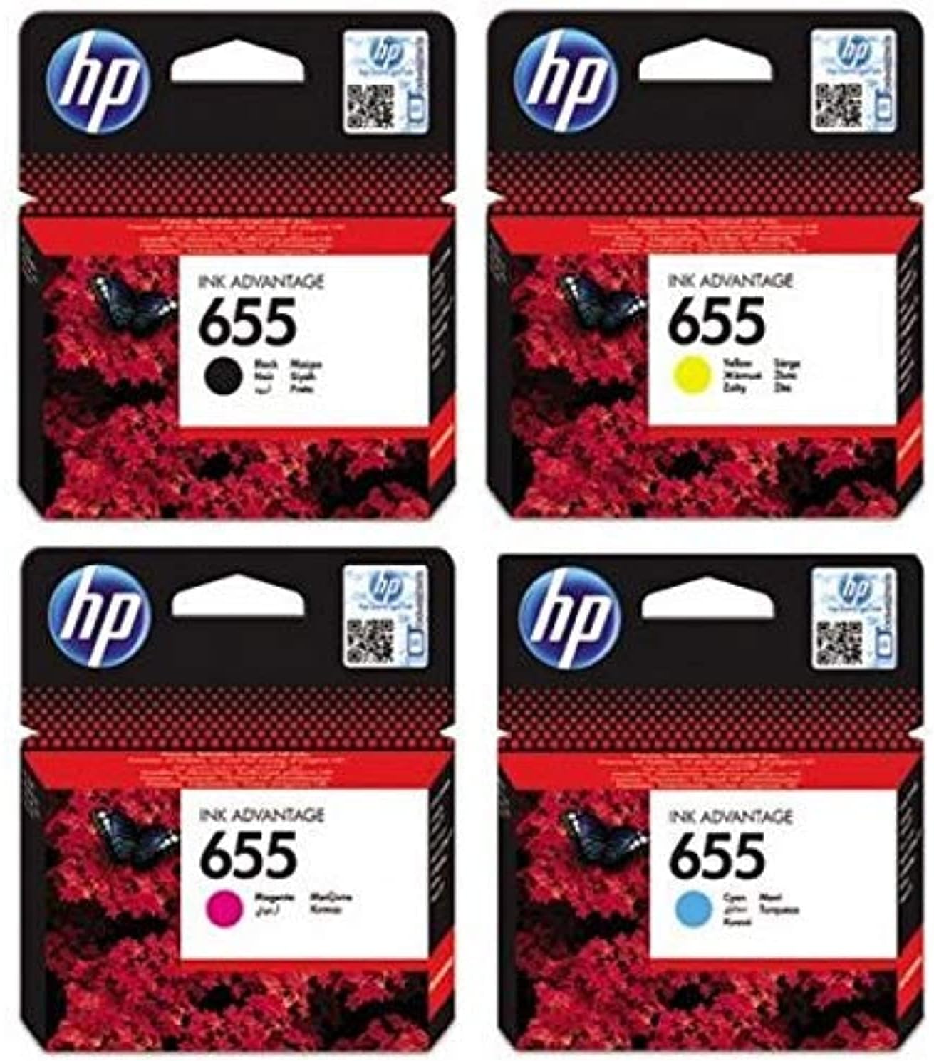 HP 655 Ink Cartridges Set - Original Black Cyan Magenta Yellow for DeskJet Printers UAE