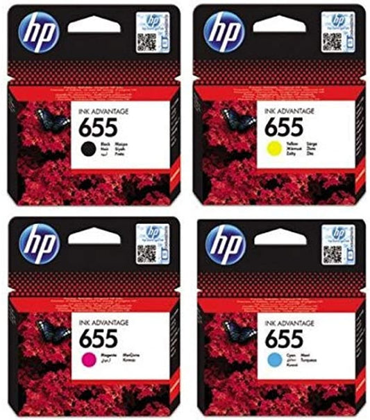 HP 655 Ink Cartridges Set - Original Black Cyan Magenta Yellow for DeskJet Printers UAE