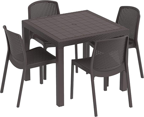 Cedarattan 4 Seater Outdoor Dining Set Dubai UAE - Dark Brown Weatherproof Patio Furniture